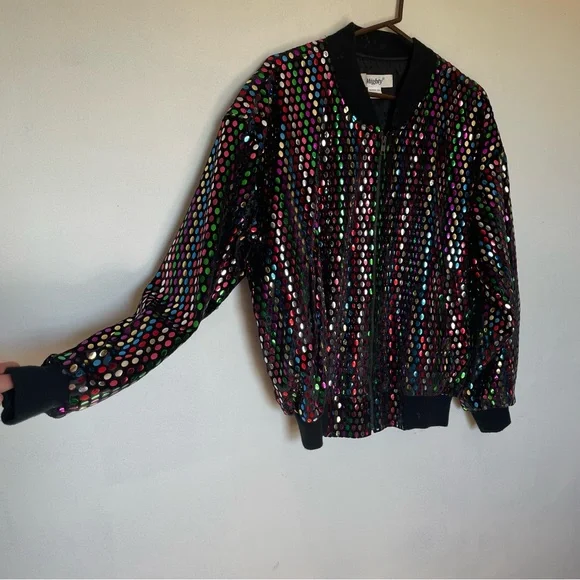 Vintage 80’s Jacket Rainbow Sequins XL. UNISEX - Picture 7 of 8